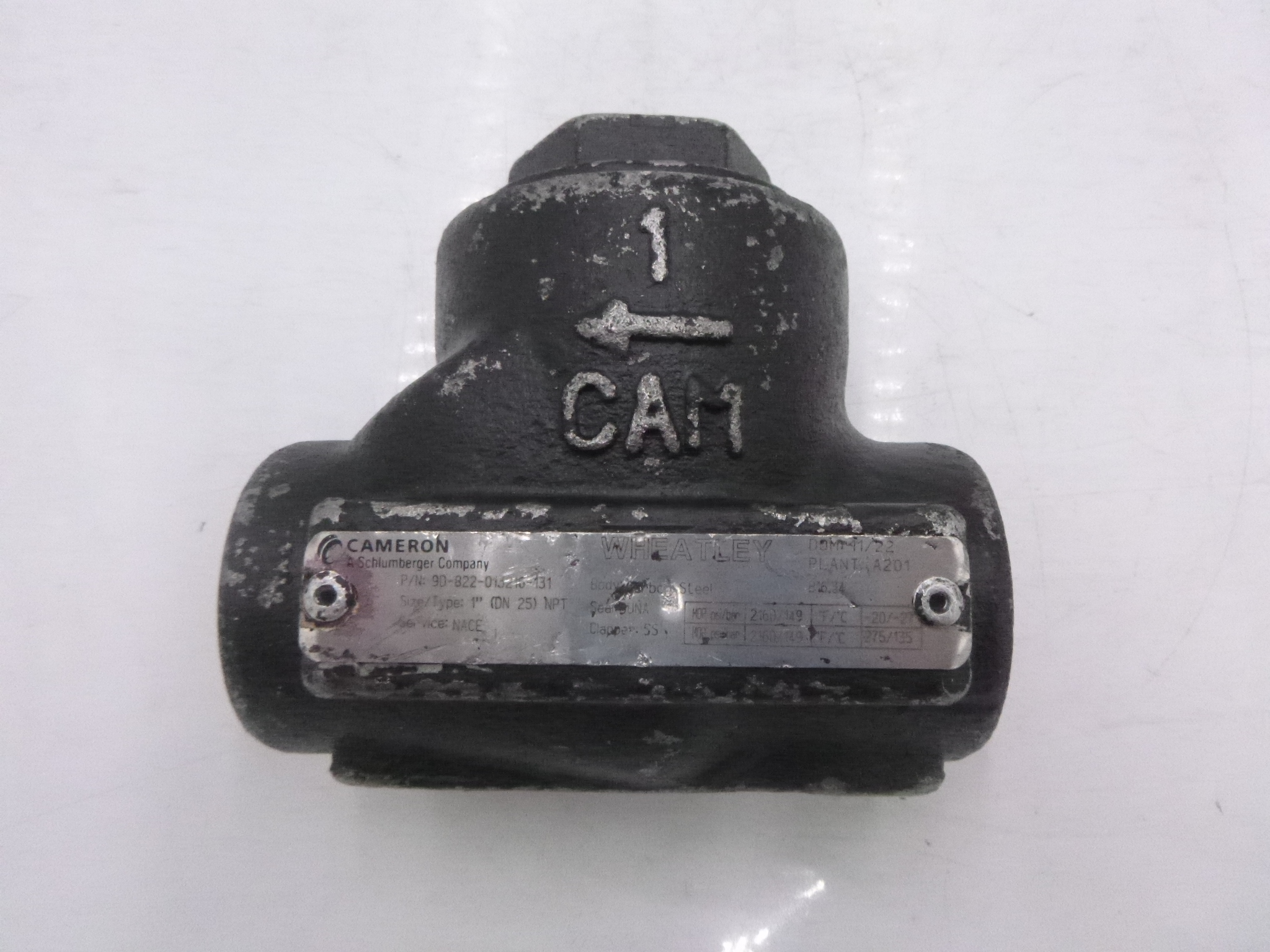 1" Cameron Wheatley 9D822013216131 Swing Check Valve Carbon Steel